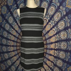 Calvin Klein Black and Gray Striped Dress